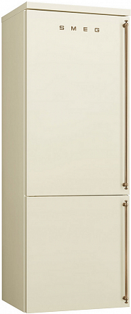 SMEG FA8005LPO5 Отдельностоящий холодильник, 70 см, петли слева, кремовый, фурнитура латунная
