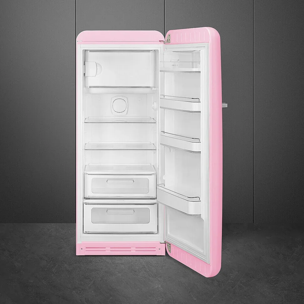 SMEG FAB28RPK6 Отдельностоящий однодверный холодильник, стиль 50-х годов, 60 см, розовый, петли спра