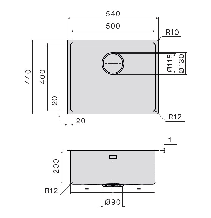 Мойка Falmec SCO5000F.00#PQF 540x440